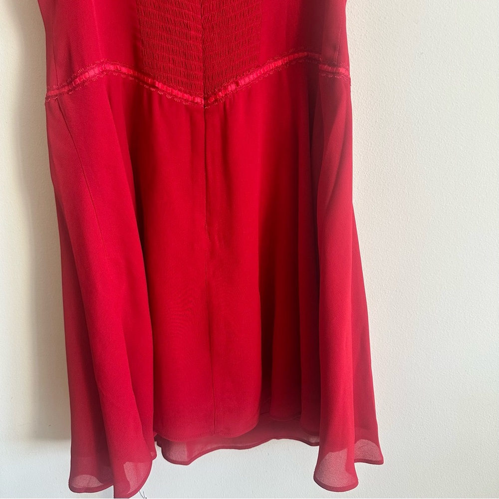 Reformation Ondine Short Sleeve Mini Dress Lipstick Bright Red Size 6 NWT - Picture 10 of 16